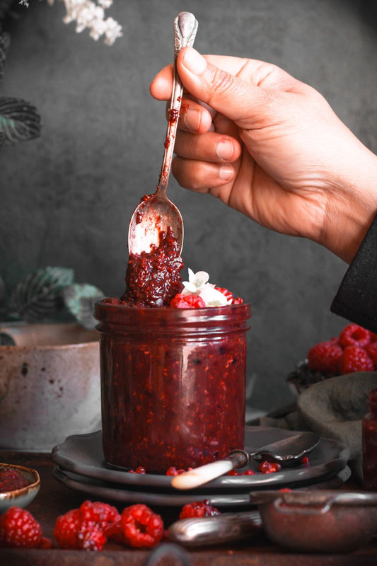 Raspberry and Chai Spice Honey Compote